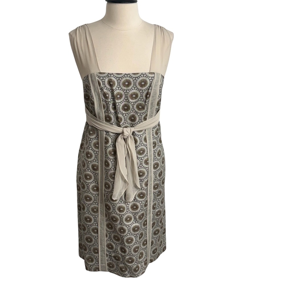 Isabel Toledo Limited Edition Geometric Circle Print Linen Blend Sheath Dress